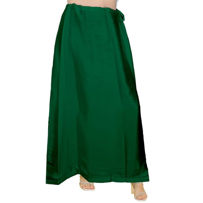 Women's Satin Petticoat Saree Satin Underskirt Sari Satin Silk Petticoat Underwear for Women - Color: Bottle Green