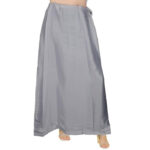Women's Satin Petticoat Saree Satin Underskirt Sari Satin Silk Petticoat Underwear for Women - Color: Blue Grey