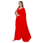 Soild Plain Saree Stylish Soft Satin Silk Plain Saree with Unstiched Blouse Piece for Women's - Color: Red