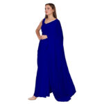 Soild Plain Saree Stylish Soft Satin Silk Plain Saree with Unstiched Blouse Piece for Women's - Color: Royal Blue
