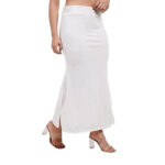 Stretchable Saree Shapewear Petticoat for Women | Fish Cut Skirt for Women | Shape Wear Dress for Saree - Color: White